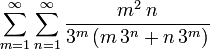 \sum_{m=1}^\infty\sum_{n=1}^\infty\frac{m^2\,n}{3^m\left(m\,3^n+n\,3^m\right)}